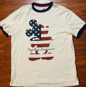 Disney Mickey Mouse Stars Stripes Patriotic American Flag White T-Shirt XL VTG